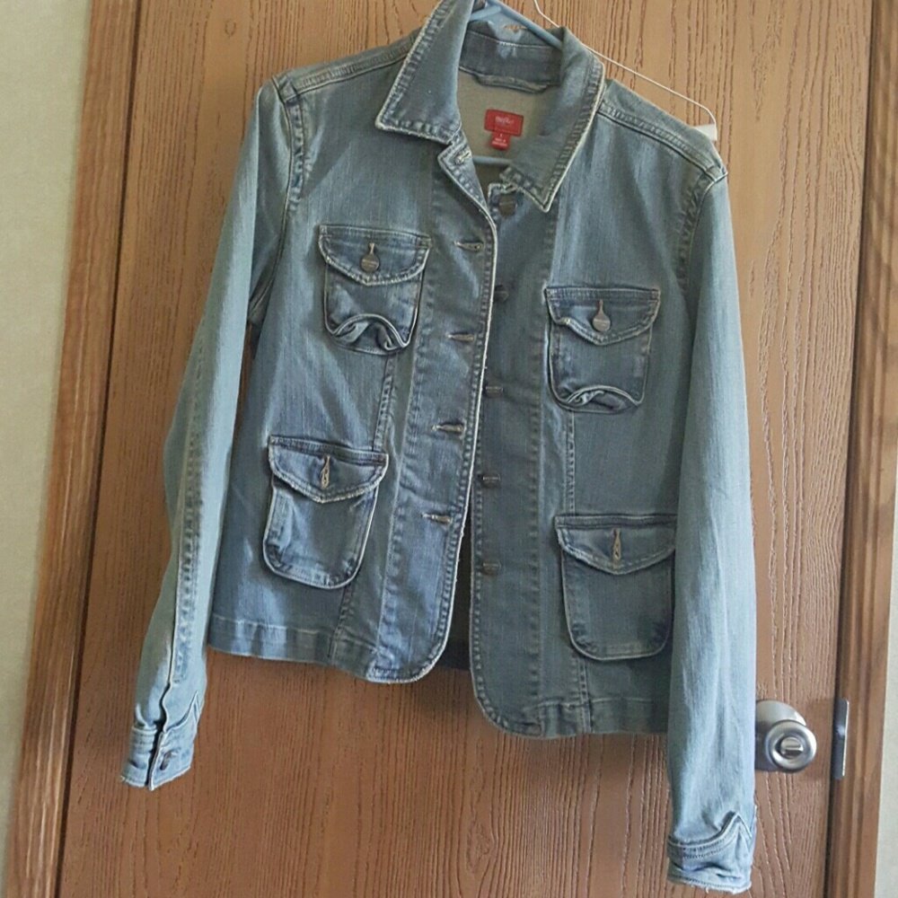 Distress blue jean jacket